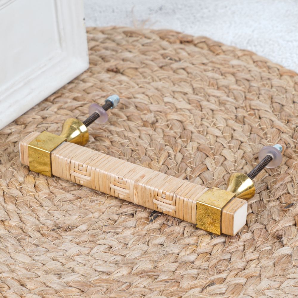 Brown Wooden Rattan Door Handles